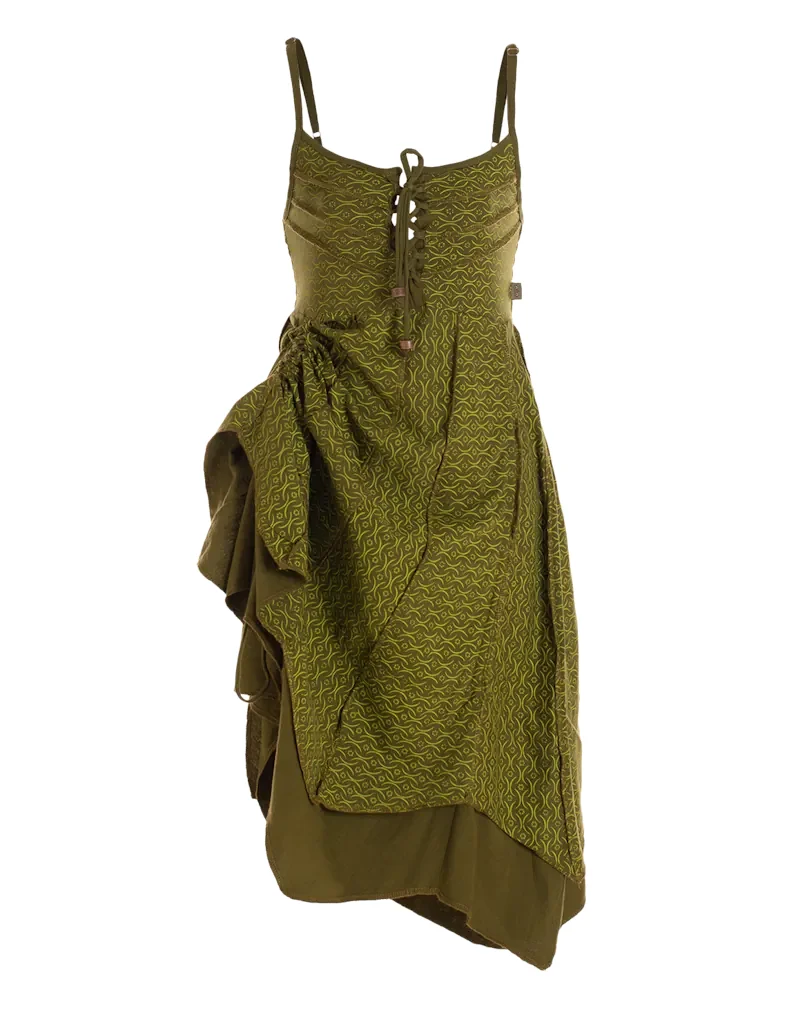 Vishes asymmetrisches Sommerkleid Baumwolle grün