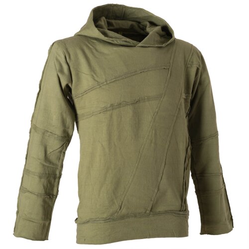 Vishes Sweater Hoodie Hoody Patchwork Pullover olive XL