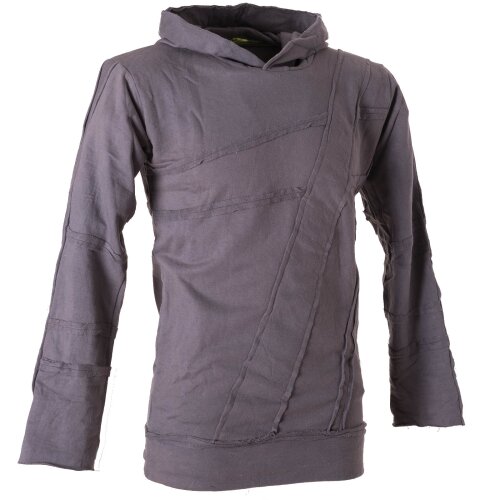 Vishes Sweater Hoodie Hoody Patchwork Pullover grau XL