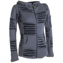 Vishes Goa Jacke Hoodie Zipfelkapuze Sweatjacke grau 46