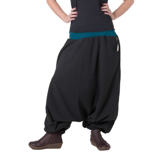 Vishes Haremshose aus Fleece Einheitsgröße/Lange Größe schwarztürkis 40-48