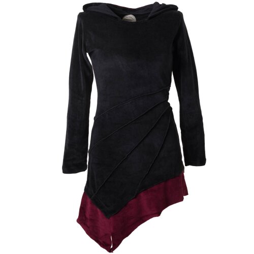 Vishes Kleid Samtkleid Elfenkleid Zipfelkapuze schwarz 38