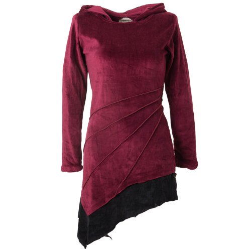 Vishes Kleid Samtkleid Elfenkleid Zipfelkapuze dunkelrot 34/36