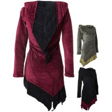 Vishes Kleid Samtkleid Elfenkleid Zipfelkapuze dunkelrot 40