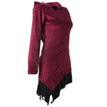 Vishes Kleid Samtkleid Elfenkleid Zipfelkapuze dunkelrot 40