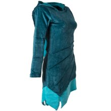 Vishes Kleid Samtkleid Elfenkleid Zipfelkapuze türkis 38