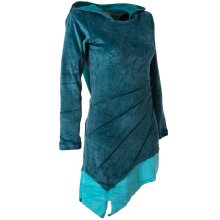 Vishes Kleid Samtkleid Elfenkleid Zipfelkapuze türkis 42/44
