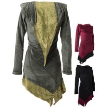 Vishes Kleid Samtkleid Elfenkleid Zipfelkapuze olive 34/36