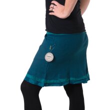 Vishes Kurzer Lagenlook Rock aus Baumwolle - mit Taschen zum Binden türkis 38