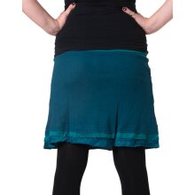 Vishes Kurzer Lagenlook Rock aus Baumwolle - mit Taschen zum Binden türkis 38