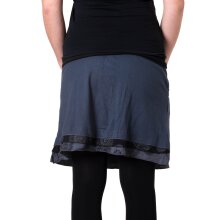 Vishes Kurzer Lagenlook Rock aus Baumwolle - mit Taschen zum Binden schwarz-grau 44