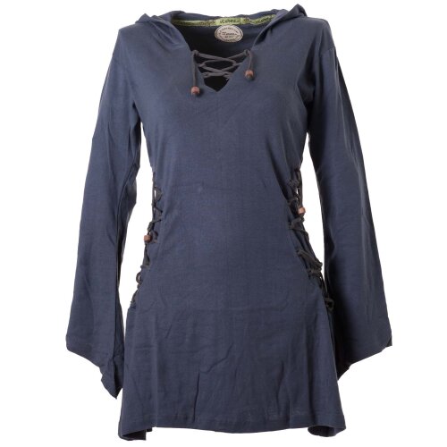 Vishes Elfenkleid mit Zipfelkapuze und Bändern zum Schnüren grau 42 (M)