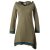 Vishes warmes Kleid Tunika Minikleid Zipfelkapuze Hoody Longshirt olive 42