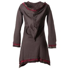 Vishes warmes Kleid Tunika Minikleid Zipfelkapuze Hoody Longshirt dunkelbraun 44