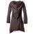 Vishes warmes Kleid Tunika Minikleid Zipfelkapuze Hoody Longshirt dunkelbraun 44