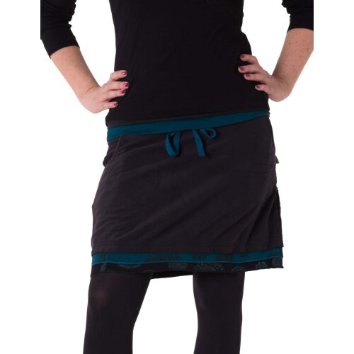 Vishes Fleece Mini Rock warm Powärmer Lagenlook schwarztürkis 48