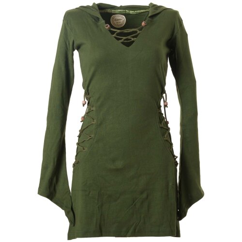 Vishes Elfenkleid mit Zipfelkapuze und Bändern zum Schnüren olive 46 (XL)