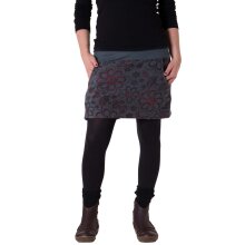 Vishes Warmer Fleece Rock mit aufgestickten Blumen grau 42