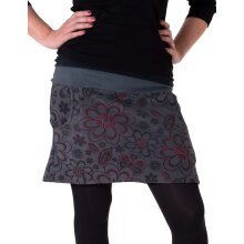 Vishes Warmer Fleece Rock mit aufgestickten Blumen grau 46