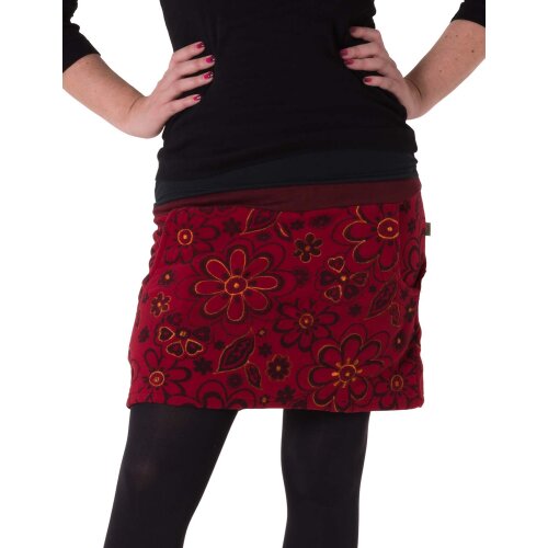 Vishes Warmer Fleece Rock mit aufgestickten Blumen rot 42