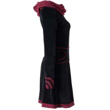 Vishes warmes Kleid Tunika Minikleid Samtshirt Hoody Longshirt schwarz-rot 42
