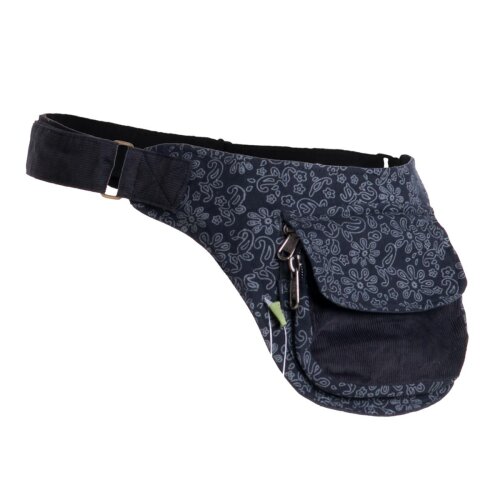 Vishes Bauchtasche bedruckt aus Cord schwarz-grau
