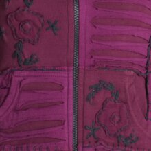 Vishes Jacke bestickt Patchwork Jacke Zipfelkapuze dunkelrot-schwarz 46