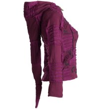 Vishes Jacke bestickt Patchwork Jacke Zipfelkapuze dunkelrot-schwarz 46