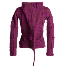 Vishes Jacke bestickt Patchwork Jacke Zipfelkapuze dunkelrot-schwarz 46