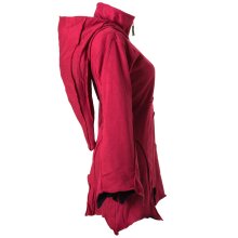 Vishes Patchwork Jacke FLeece Zipfelkapuze Hoodie mohnrot 36