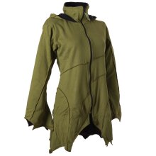 Vishes Patchwork Jacke FLeece Zipfelkapuze Hoodie olive 38
