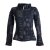 Vishes Patchworkjacke Damen Cutwork Bedruckt Kapuze Jersey Baumwolle schwarz-grau 38