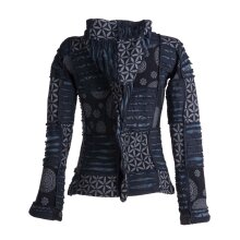 Vishes Jacke bedruckt Hippie Jacke Elfenjacke Zipfelkapuze schwarz-grau 40