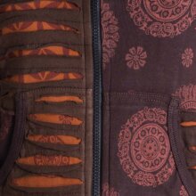 Vishes Jacke bedruckt Hippie Jacke Elfenjacke Zipfelkapuze braun 44