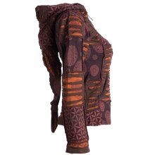 Vishes Jacke bedruckt Hippie Jacke Elfenjacke Zipfelkapuze braun 44
