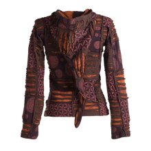 Vishes Jacke bedruckt Hippie Jacke Elfenjacke Zipfelkapuze braun 48