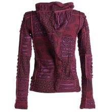 Vishes Jacke bedruckt Hippie Jacke Elfenjacke Zipfelkapuze dunkelrot 36