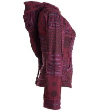 Vishes Jacke bedruckt Hippie Jacke Elfenjacke Zipfelkapuze dunkelrot 44