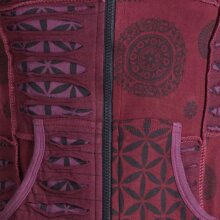 Vishes Jacke bedruckt Hippie Jacke Elfenjacke Zipfelkapuze dunkelrot 48