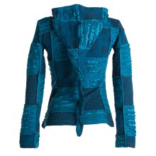 Vishes Jacke bedruckt Hippie Jacke Elfenjacke Zipfelkapuze türkis 40