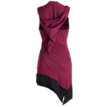 Vishes Mini Kleid Goa Neckholder Kleid zweifarbig Zipfelkleid dunkelrot 40