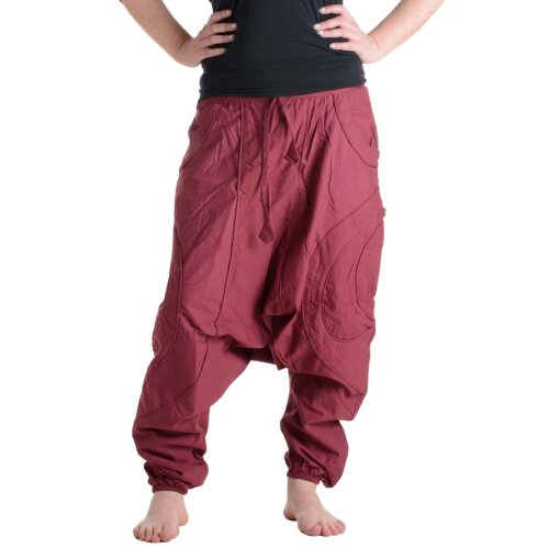Vishes Haremshose Goa Hose Pluderhose Unisex Pumphose warm dunkelrot 38