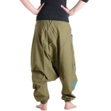 Vishes Haremshose Goa Hose Pluderhose Unisex Pumphose warm olive-türkis 36