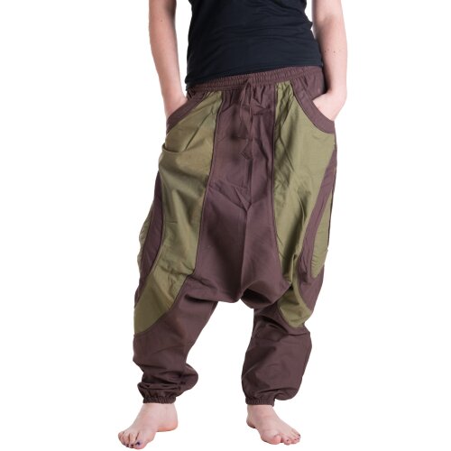 Vishes Haremshose Goa Hose Pluderhose Unisex Pumphose warm braun-olive 36