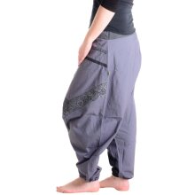 Vishes Haremshose Patchworkhose mit Druck und Stickereien grau 36