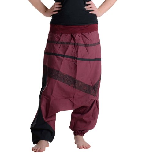 Vishes Haremshose Patchworkhose mit Druck und Stickereien dunkelrot 36