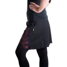 Vishes besticker Mini Rock mit Pflanzendruck schwarz-dunkelrot 34