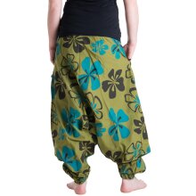 Vishes Hippie Haremshose mit Blumen olivegrün 34/36
