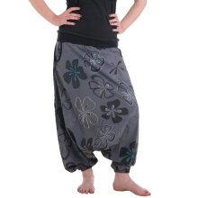 Vishes Hippie Haremshose mit Blumen grau 36