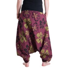 Vishes Hippie Haremshose mit Blumen dunkelrot 36